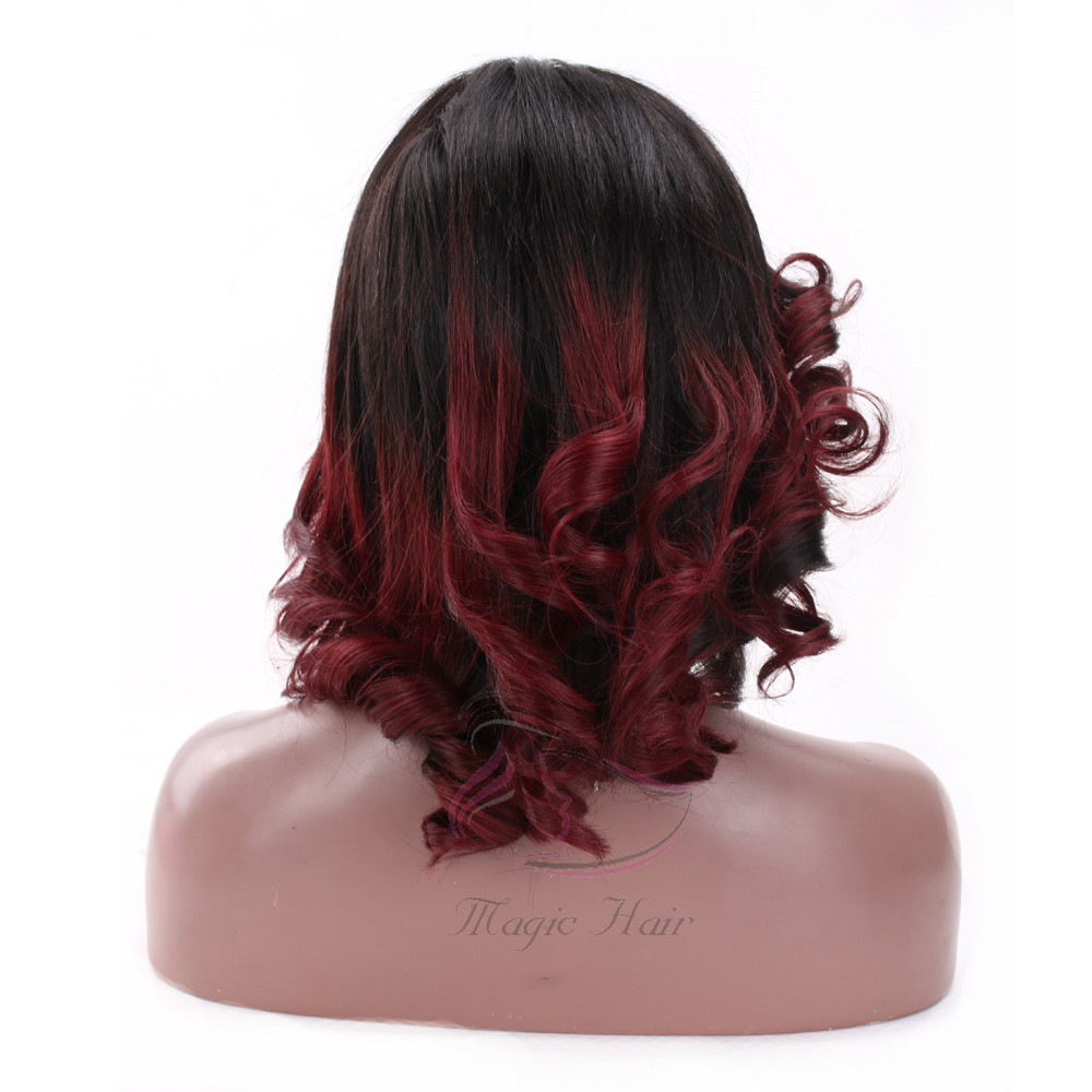 T1b/99j Color Good Quality 4x4 Lace Closure Human Hair Wigs Pear Flower Wave Brazilian Human Hair Wigs 130% Density 150% Density