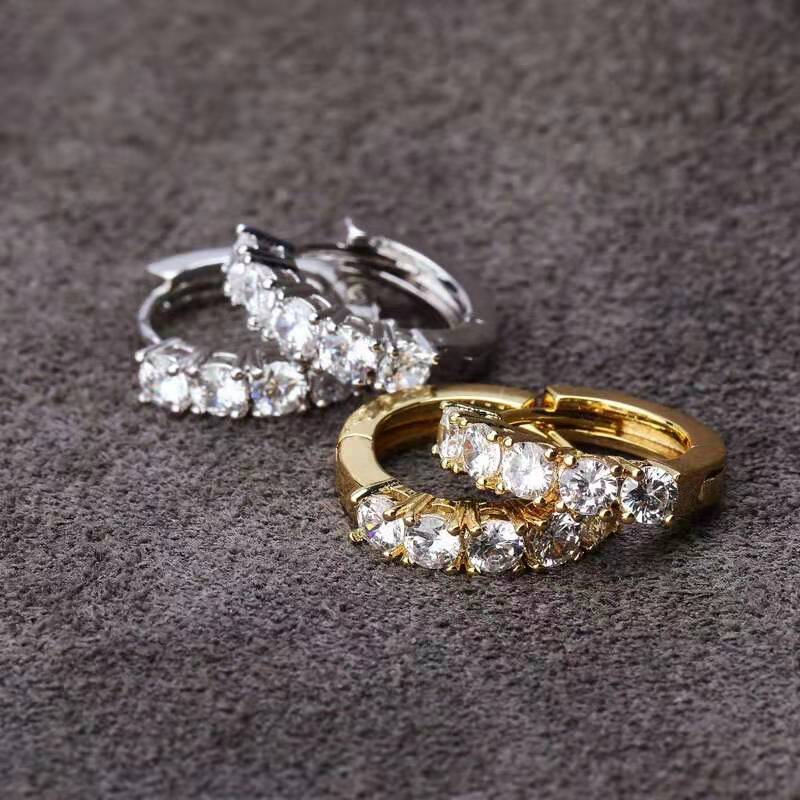 iced out mini hoop earrings for men women hip hop luxury designer tennis bling diamond hoops ear studs 18k gold plated lover jewel