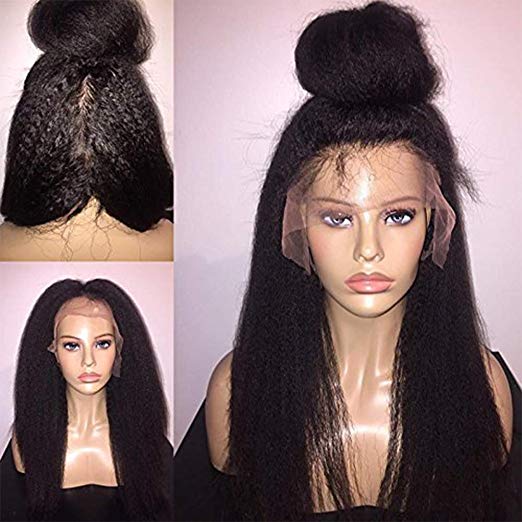 Italian Yaki wig African American Full Lace front Human Hair Wigs 150% density Glueless Brazilian Kinky Straight Lace Front Wigs