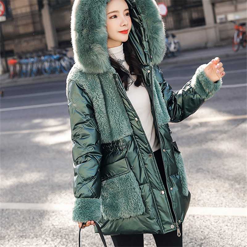 Women's Mid-Length Cotton Coat 2019 winter New Fashion Waistband Lamb Hair Stitching Shiny Big Fur Collar Hooded Cotton Tide, Blue
Women's Mid-Length Cotton Coat 2019 winter New Fashion Waistband Lamb Hair Stitching Shiny Big Fur Collar Hooded Cotton Tide, Blue