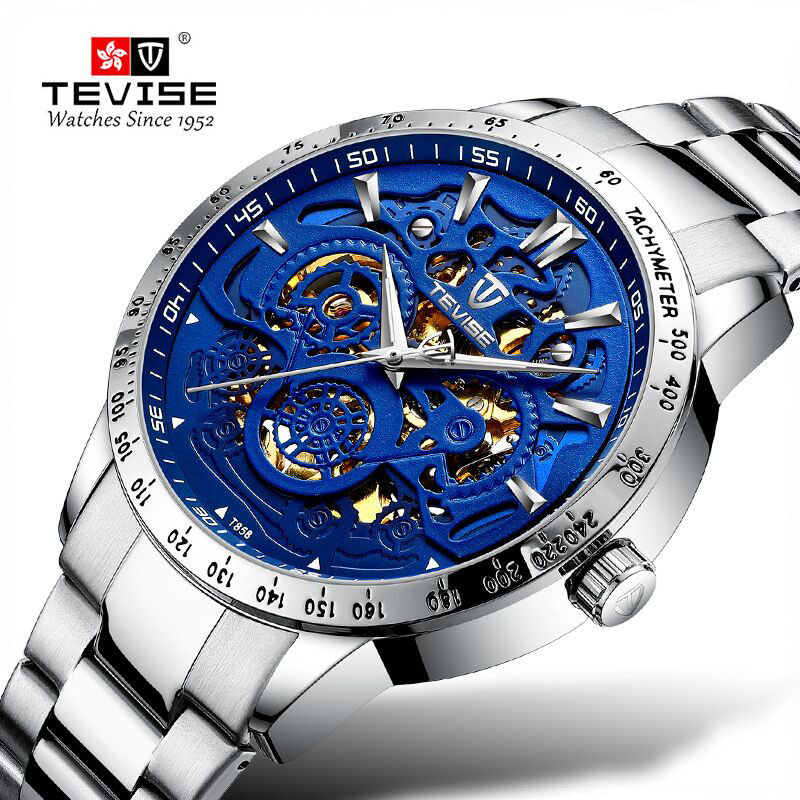 TEVISE Watch Multi-function Automatic Business Men Watch Mechanical Watch Tourbillon Hollow Out Waterproof Sports Wristwatch, Slivery;brown
TEVISE Watch Multi-function Automatic Business Men Watch Mechanical Watch Tourbillon Hollow Out Waterproof Sports Wristwatch, Slivery;brown