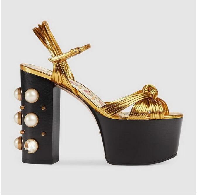 Hot Sale-Sale Summer Platform Knot Pearl Rivet Studded Heel Women Sandals Gold Black Fish Mouth Buckle Strap Chunky Heel Party Dress Sandals, As pic
Hot Sale-Sale Summer Platform Knot Pearl Rivet Studded Heel Women Sandals Gold Black Fish Mouth Buckle Strap Chunky Heel Party Dress Sandals, As pic