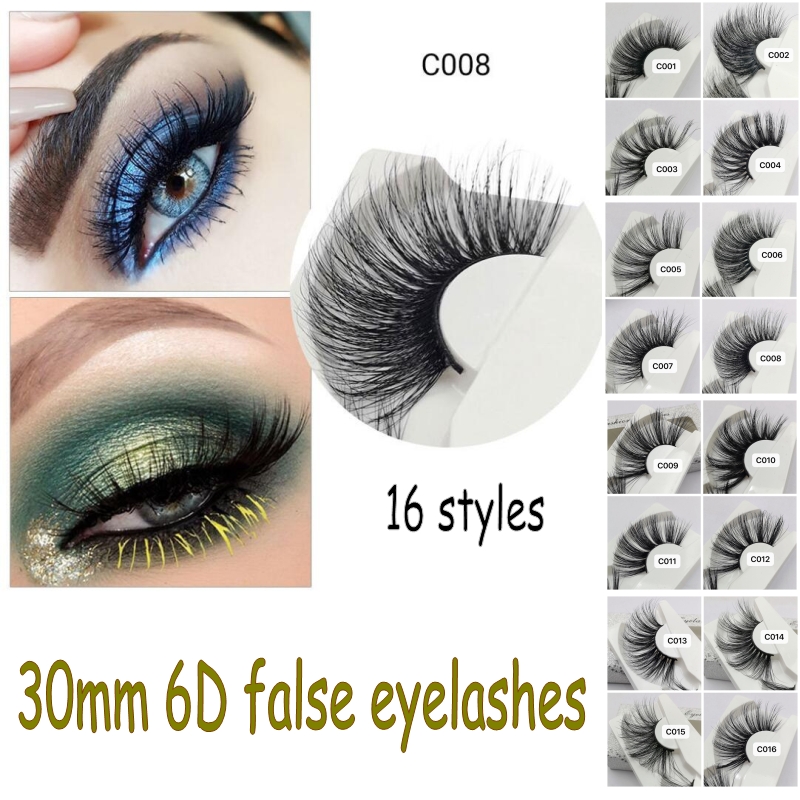 30Mm 6D Mink Lashes Extra Length Mink Eyelashes Big Dramatic Volumn Strip Thick Crisscross False Eyelashes