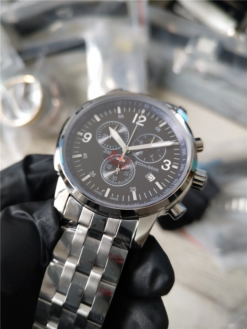 Free shipping high quality Man watch quartz stopwatch Sport style watch chronograph watches Stainless steel band sapphire glass 012