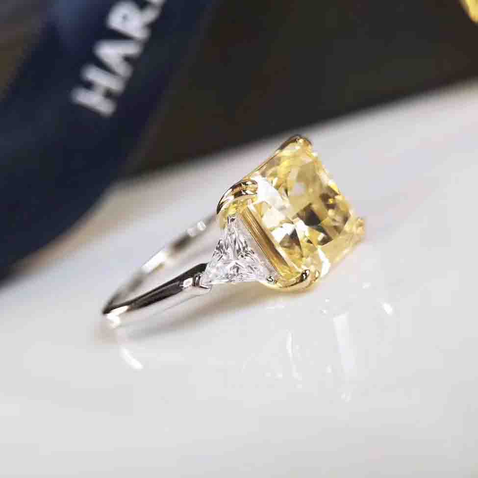 Luxurious quality S925 pure silver ring and Platinum filled with yellow Diamond for women wedding jewelry PS5550