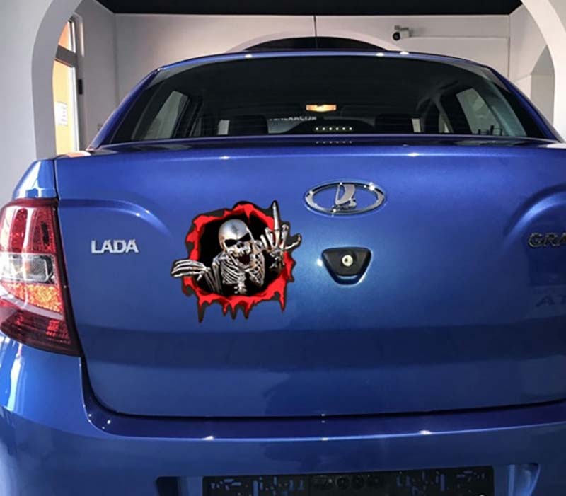 3D Sticker Metal Skeleton Skull Bullet Hole Funny Cool Stickers Auto Automobile Decals Car Styling Motorcycle Covers