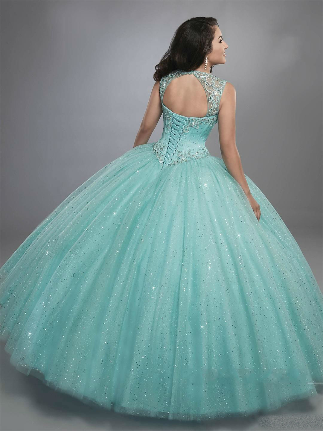 Vintage Ball Gown Prom Dresses 2019 Plus Size Lace Sequins Sweet 16 Quinceanera Dresses robes de soirée