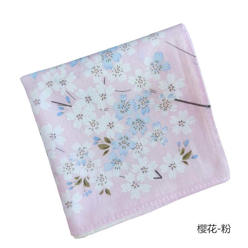 43cm * 43cm 60S Japanese Handkerchief Ladies Printed Cherry Blossom Handkerchief Small Square