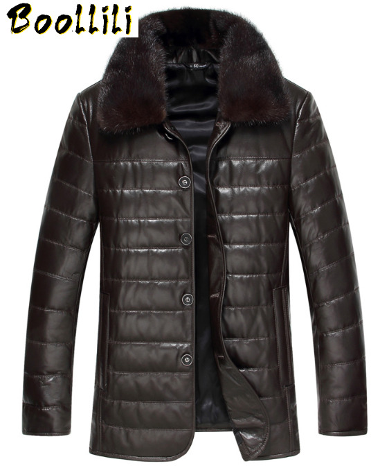 Boollili Genuine Leather Jacket Men Thick Duck Down Jacket Men Real Collar Coat Mens Sheepskin Leather Jackets, Black 
Boollili Genuine Leather Jacket Men Thick Duck Down Jacket Men Real Collar Coat Mens Sheepskin Leather Jackets, Black