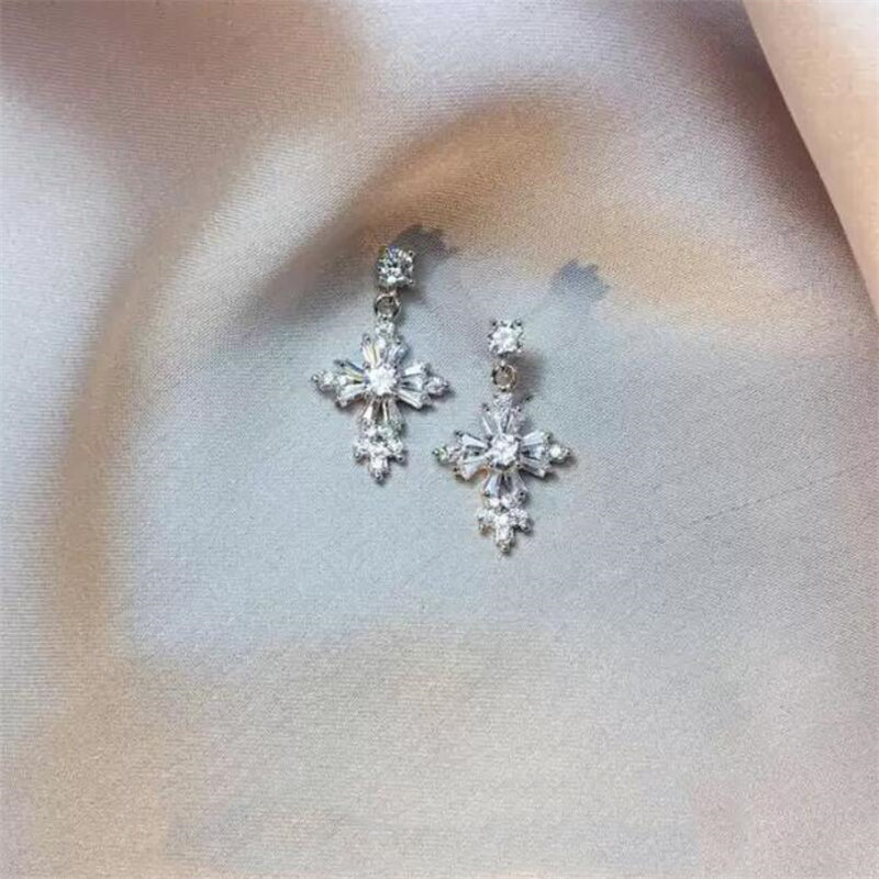 Sterg Sier Cross Dangle Earrings for Women - 5A CZ Crystal Zircon Jewelry