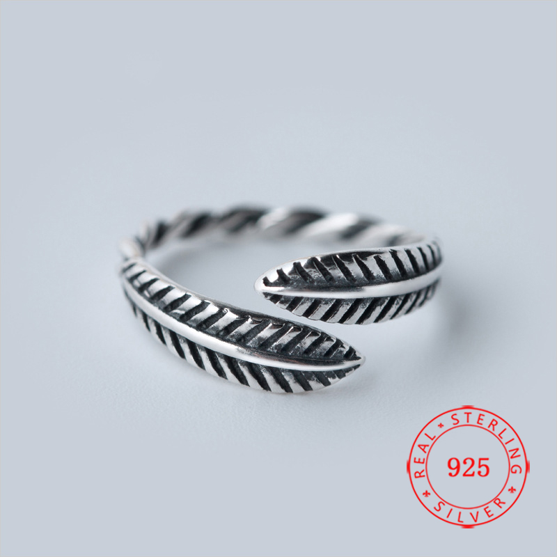 Fashion Retro Punk Style 925 Sterling Silver Antique Feather Ring For Men And Women thai silver jewelry
Fashion Retro Punk Style 925 Sterling Silver Antique Feather Ring For Men And Women thai silver jewelry