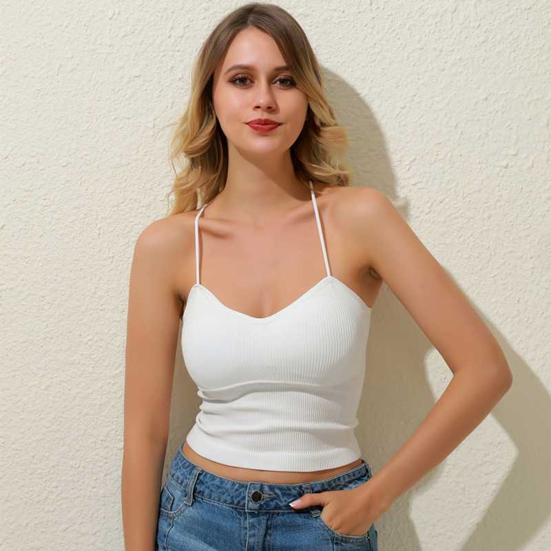 Elastic Knitted Slim Camisole New Summer Women Halter Thin Shoulder Strap Small Vest Sexy Fashion Cropped Exposed Navel Tops, Black
Elastic Knitted Slim Camisole New Summer Women Halter Thin Shoulder Strap Small Vest Sexy Fashion Cropped Exposed Navel Tops, Black