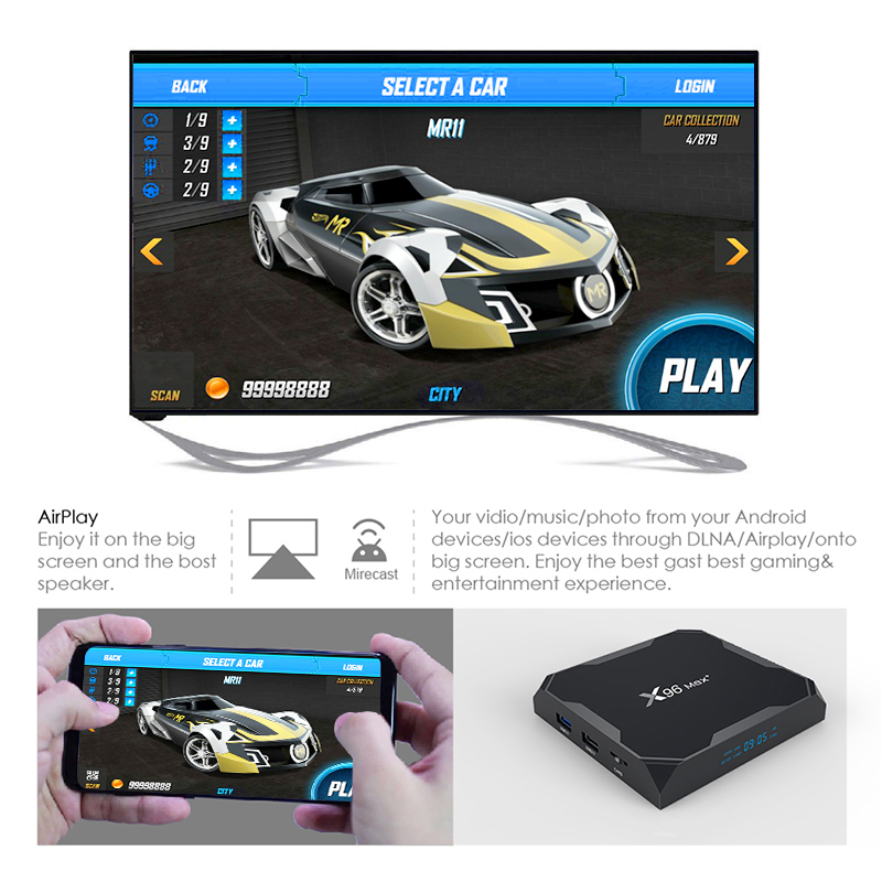 X96 MAX Plus TV Box Android 9.0 MAX 4GB 64GB Amlogic S905X3 Smart 4K Media Player 2.4G&5G Wifi BT4.0 H.265 X96 MAX+