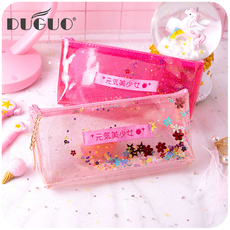 DUGUO cute stationery transparent pencil bag quicksand simple creative Korean cute Ins girl heart products Kawaii supplies
DUGUO cute stationery transparent pencil bag quicksand simple creative Korean cute Ins girl heart products Kawaii supplies