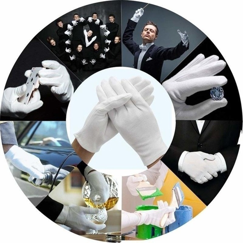 12pcs Soft White Cotton Gloves Garden Housework Protective Glove Inspection Work Wedding Ceremony Gloves Antistatic Reusable Wash3261838