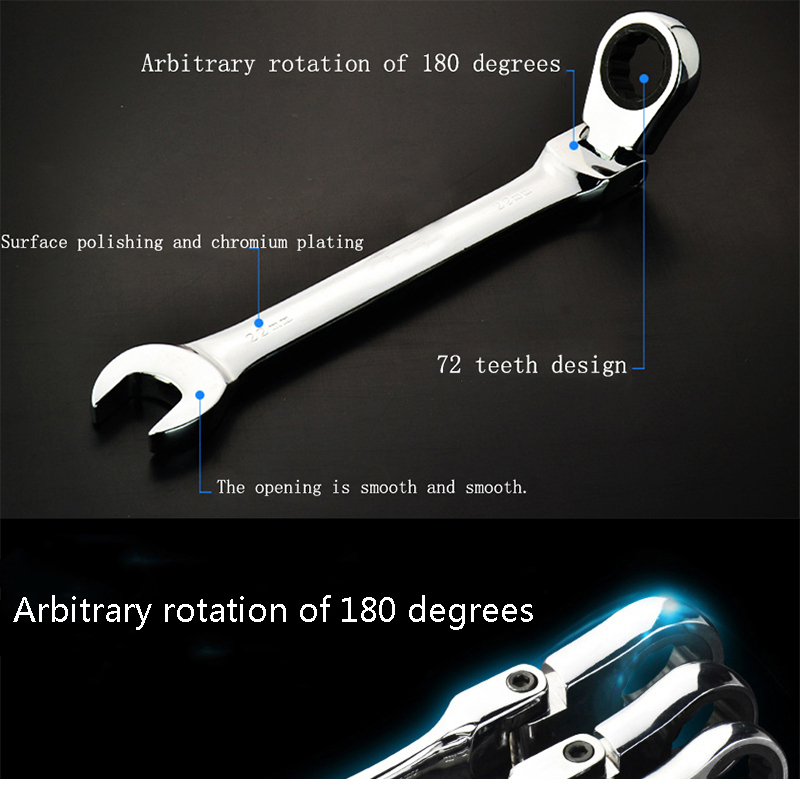 8-24mm Flexible Head Combination Ratchet Wrench Automatic Heads Labor-saving Open & Torx Wrenchs Auto Repair Hardware Tools