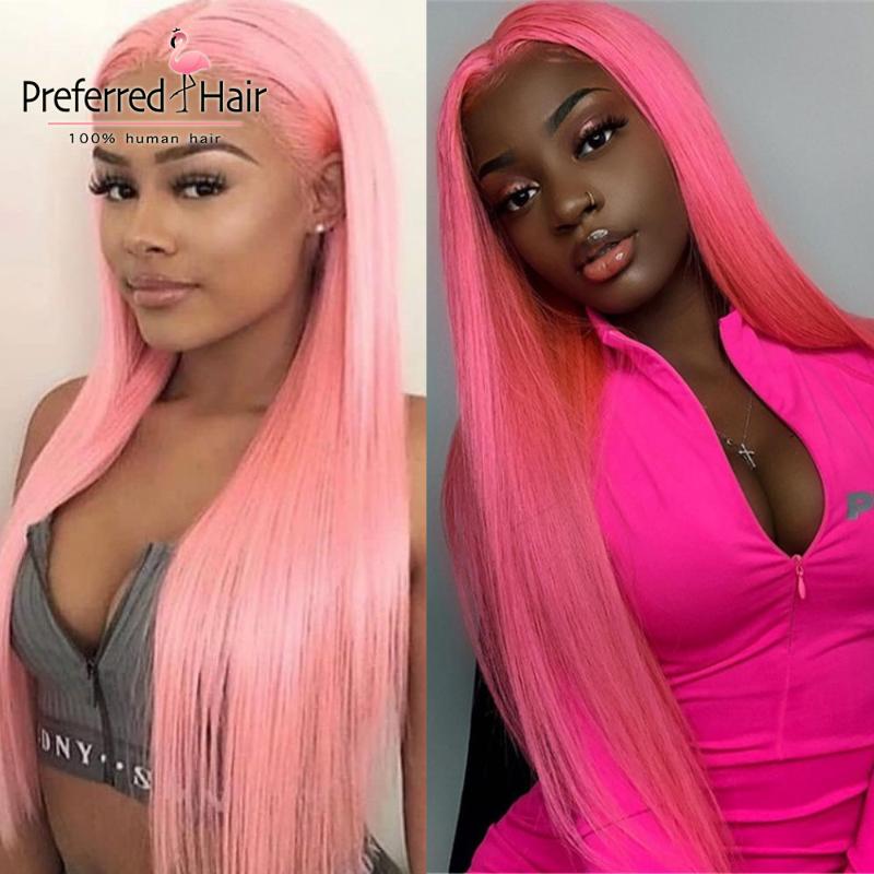 Preferred all pink Straight Colored Human Hair Wigs Lace Front Wig Pink lace front Wig Pre-plucked with baby hair
Preferred all pink Straight Colored Human Hair Wigs Lace Front Wig Pink lace front Wig Pre-plucked with baby hair