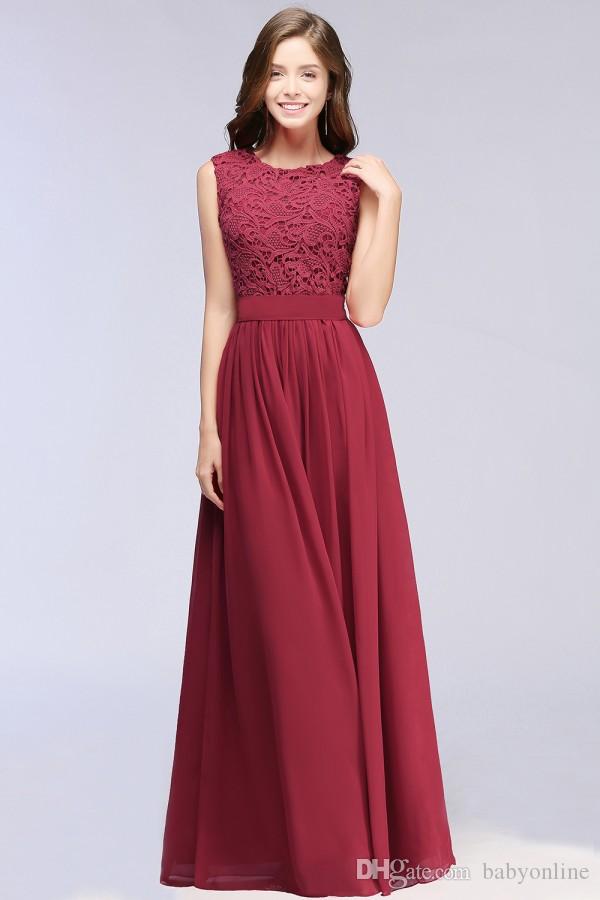 Cheap Lace Chiffon Bridesmaid Dresses Country Style New Maid of Honor Gowns A Line Long Wedding Guest Dresses CPS489