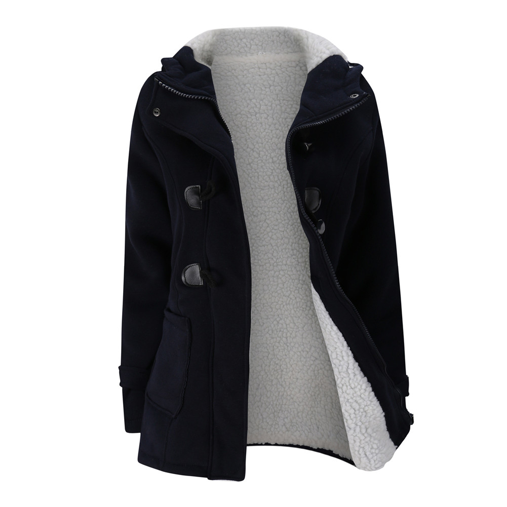 Winter Women's Hooded Wool Blend Parka With Leather Buckle | Slim Fit Ladies Jacket