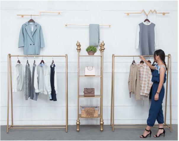 Golden Lichen Rack High-end wedding dress hanger display rack hanging balcony clothing store shelf wall hanging rack landing
