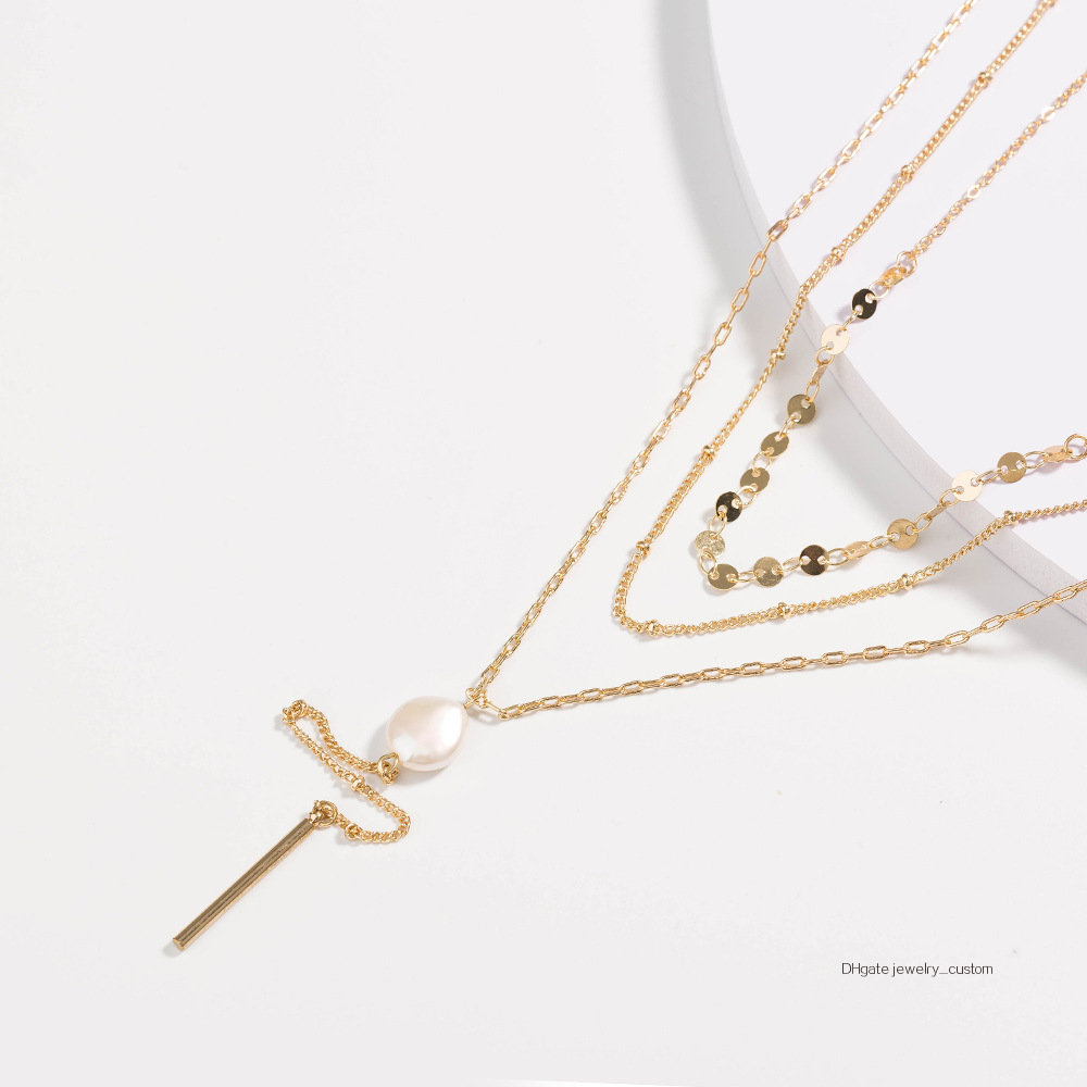 Multi-storey Necklace 18k Jinsuogu Chain Baroque Pearl Pendeloque Cut Love Real Accessories
Multi-storey Necklace 18k Jinsuogu Chain Baroque Pearl Pendeloque Cut Love Real Accessories