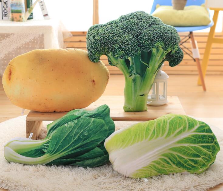 3D Vegetables Cushion Creative Decorative Pillow Plush Toy Potato Cabbage Broccoli Office Sofa Cushion Funny Home Decoration
