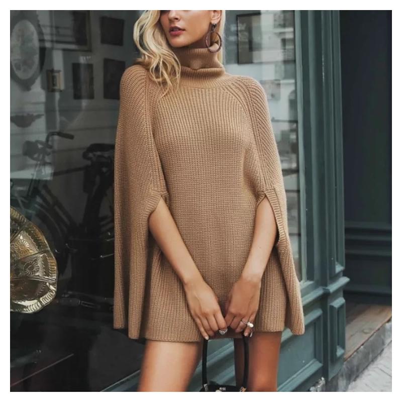 Womens Skinny Solid Color Pullovers Warm Batwing Sleeves Cloak Knitted High Neck Jumpers, Black
Womens Skinny Solid Color Pullovers Warm Batwing Sleeves Cloak Knitted High Neck Jumpers, Black