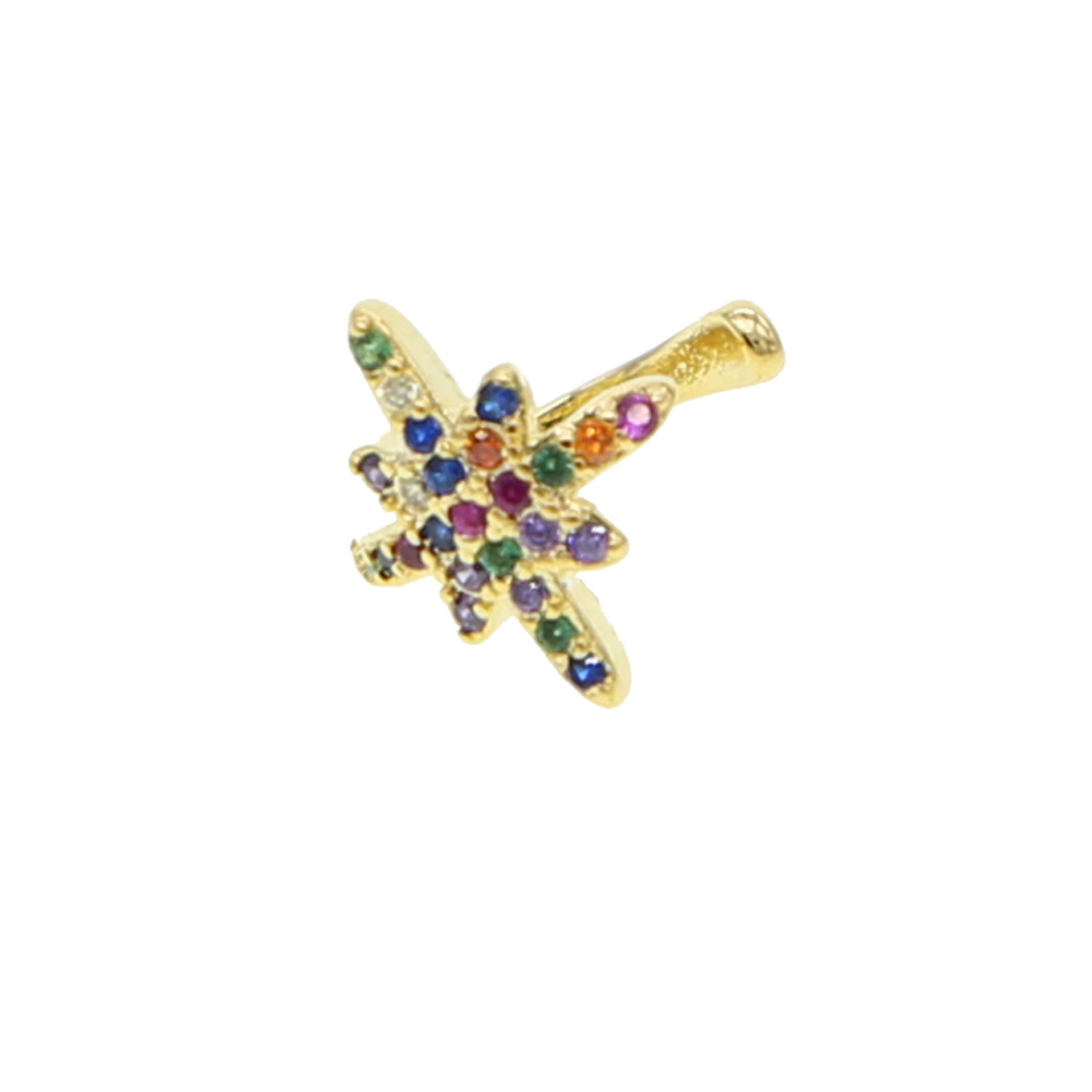 2024 1 piece rainbow cz ear cuff colorful cz northstar wrap clip earring for girls Clip No Pierced factory promotion stack earring clip