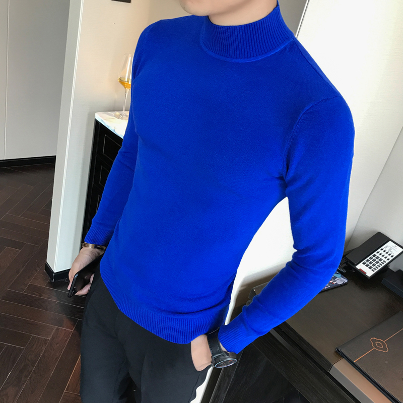 Sweater High Quality Autumn Winter Candy Color in the end of the Collar Pure Color Slim Comfortable Semi-high Collar SweaterMX190926