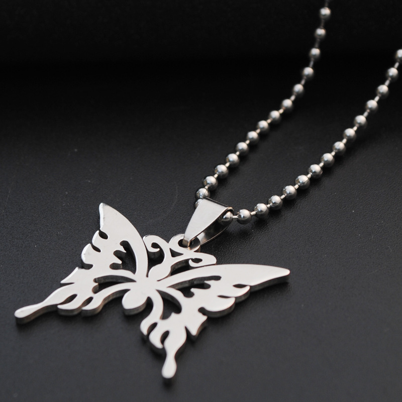Lovely Beautiful Minimalist Hollow Butterfly Shape Pendant Necklace 316L Stainless Steel Pendants Jewelry Women/Men Necklace