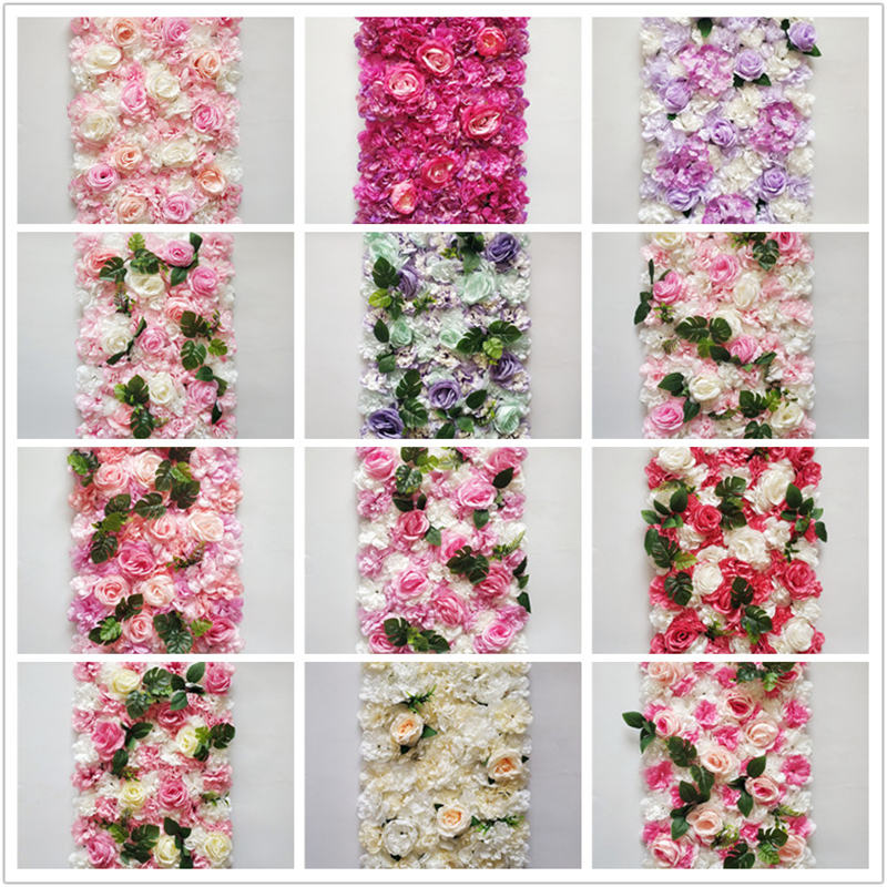 

60*40cm New Style Peony Hydrangea Rose Turtle Leaf Flower Wall Panels for Wedding Backdrop Centerpieces Party Decorations, As the picture