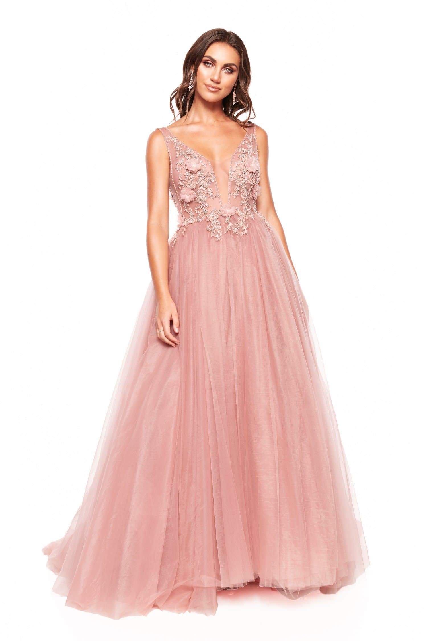 pink evening dresses v neck lace appliqued beaded sleeveless prom gown backless sweep train custom made lumbar formal party gown