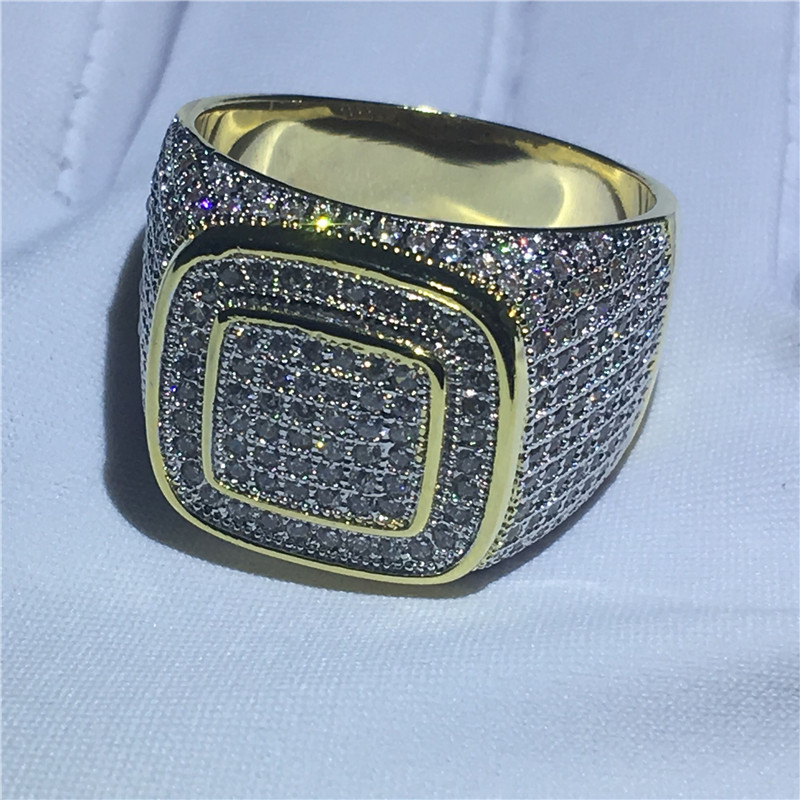 choucong 2018 Male HIP HOP Party Ring 274pcs Diamond Yellow Gold Filled 925 Silver Engagement Wedding rings For men Jewelry