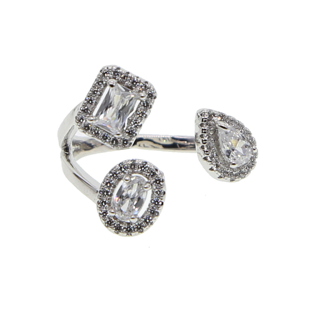 Fashion Rings Show Elegant Shiny cubic zirconia CZ OPEN finger Jewelry Womens Girls White Silver Filled Wedding Ring V191129