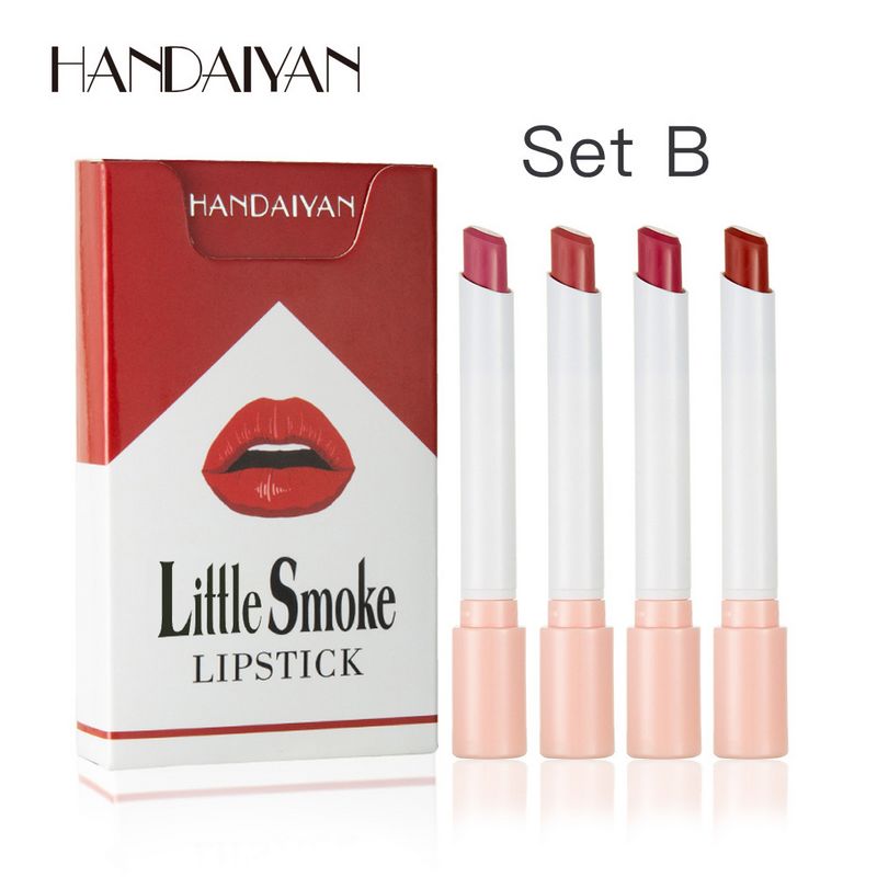 HANDAIYAN 4pcs/set Smoke Tube Cigarette Lipstick Sets Cute Matte Fog Surface Sexy Creative Lip Batom Makeup Maquillaje, As pictures shown
HANDAIYAN 4pcs/set Smoke Tube Cigarette Lipstick Sets Cute Matte Fog Surface Sexy Creative Lip Batom Makeup Maquillaje, As pictures shown