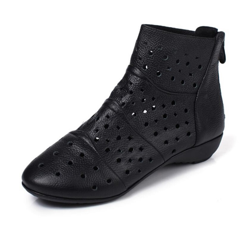 2019 Summer Women Shoes Flats Boots Cut Out Genuine Leather Back Zip Hollow Out Design Female Ankle Boots Black Beige Green
2019 Summer Women Shoes Flats Boots Cut Out Genuine Leather Back Zip Hollow Out Design Female Ankle Boots Black Beige Green