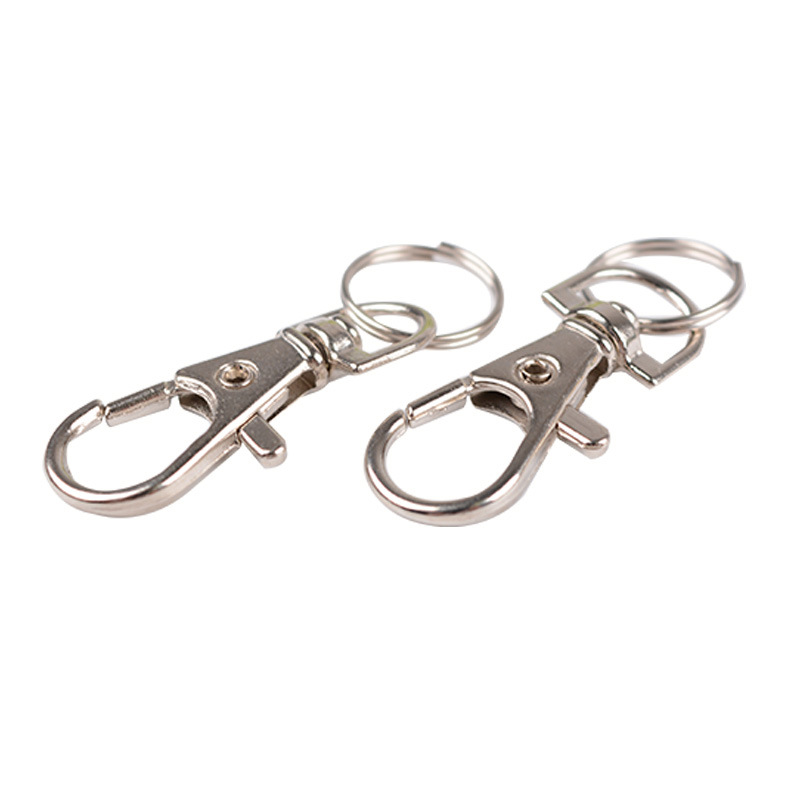 100pcs Wholesale Silver Color Rhodium Lobster Clasp Clips Key Hook Keychain Split Key Ring Findings Clasps DIY Keychains Making