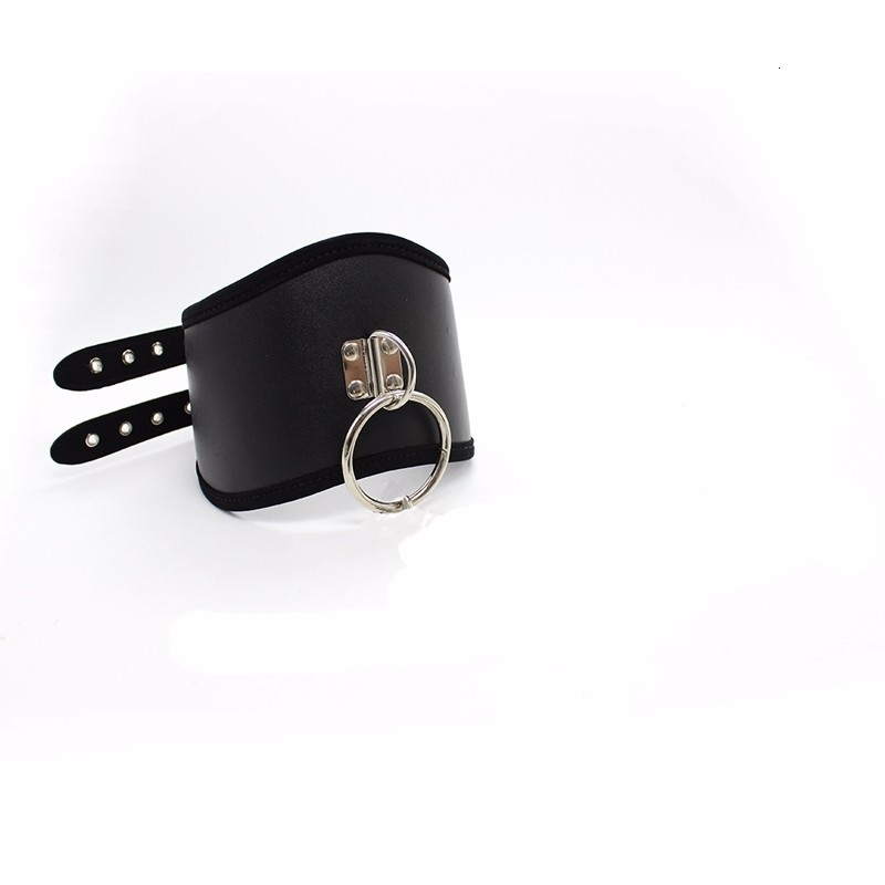 Black PU Leather Posture Neck Collar Bondage Restraint Belt Slave Fetish Bondage Neck Strap Harness Sex Toys For Couples Y18102405 - view 3