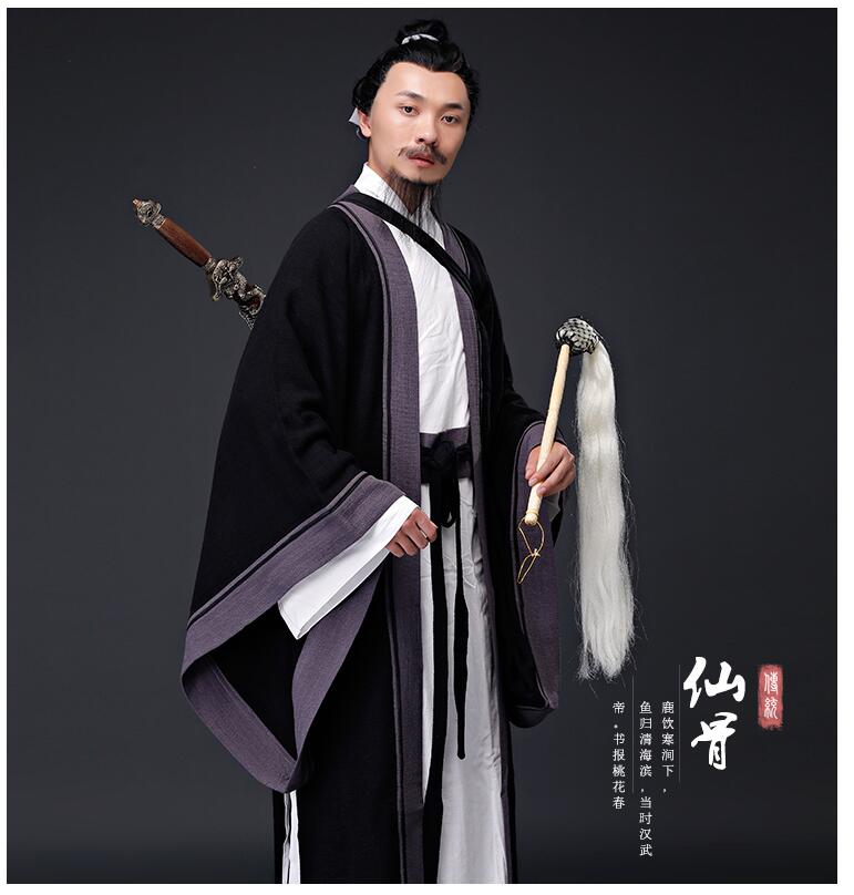 Hanfu Clothes Man Cotton Linen Taoist priest Outfit Mahdao Monastery Theatre Group Performing Costume Ancient China hanfu Clothing Men