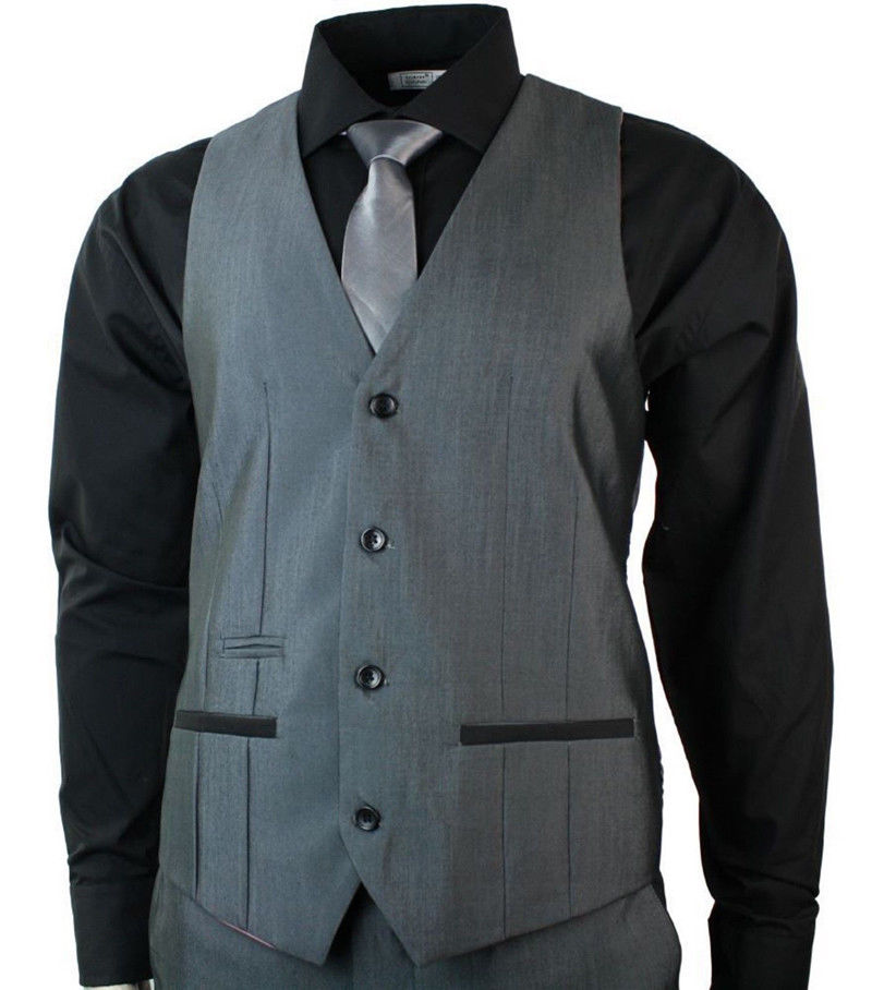 Men Slim Fit Suits Dark Grey Wedding Tuxedo With Black Shawl Lapel 3 Piece Office Wedding Dinner Party Suits