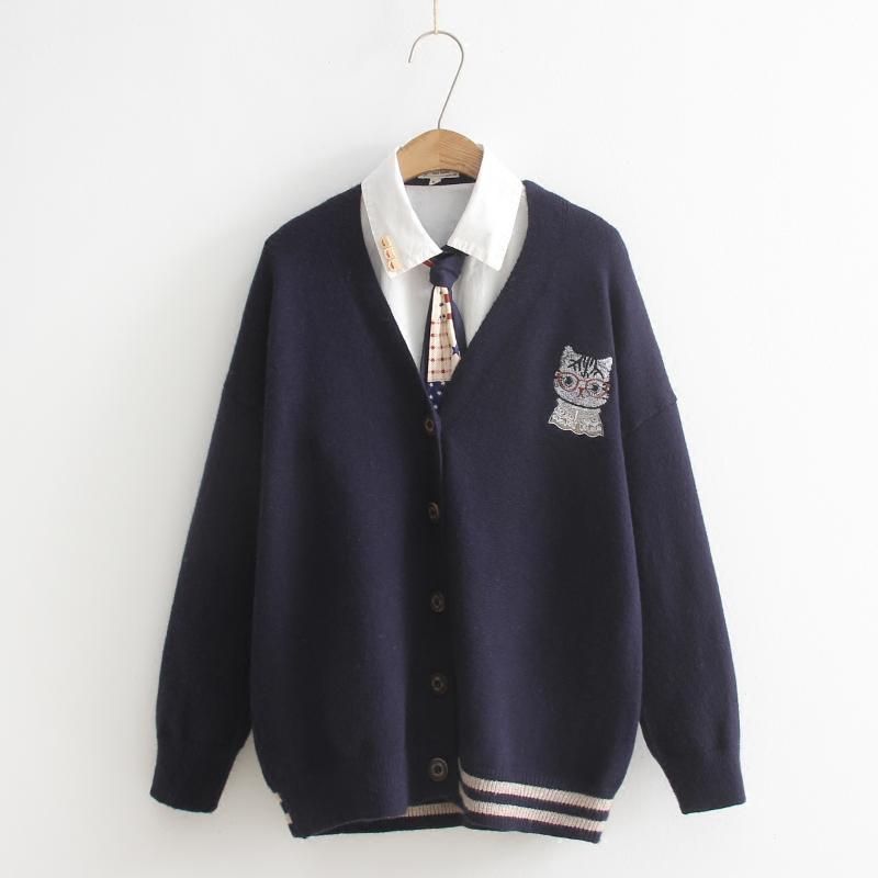 Preppy Style Cute Women's Loose Knitted Sweater Embroidery Cardigan Long Sleeve Fall,Winter V-Neck Sweaters Cute Sweet, White shirt
Preppy Style Cute Women's Loose Knitted Sweater Embroidery Cardigan Long Sleeve Fall,Winter V-Neck Sweaters Cute Sweet, White shirt