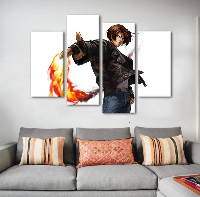 4pcs/set Unframed The King of Fighters Kyo Kusanagi Anime Poster Print On Canvas Wall Art Picture For Living Room Decoration