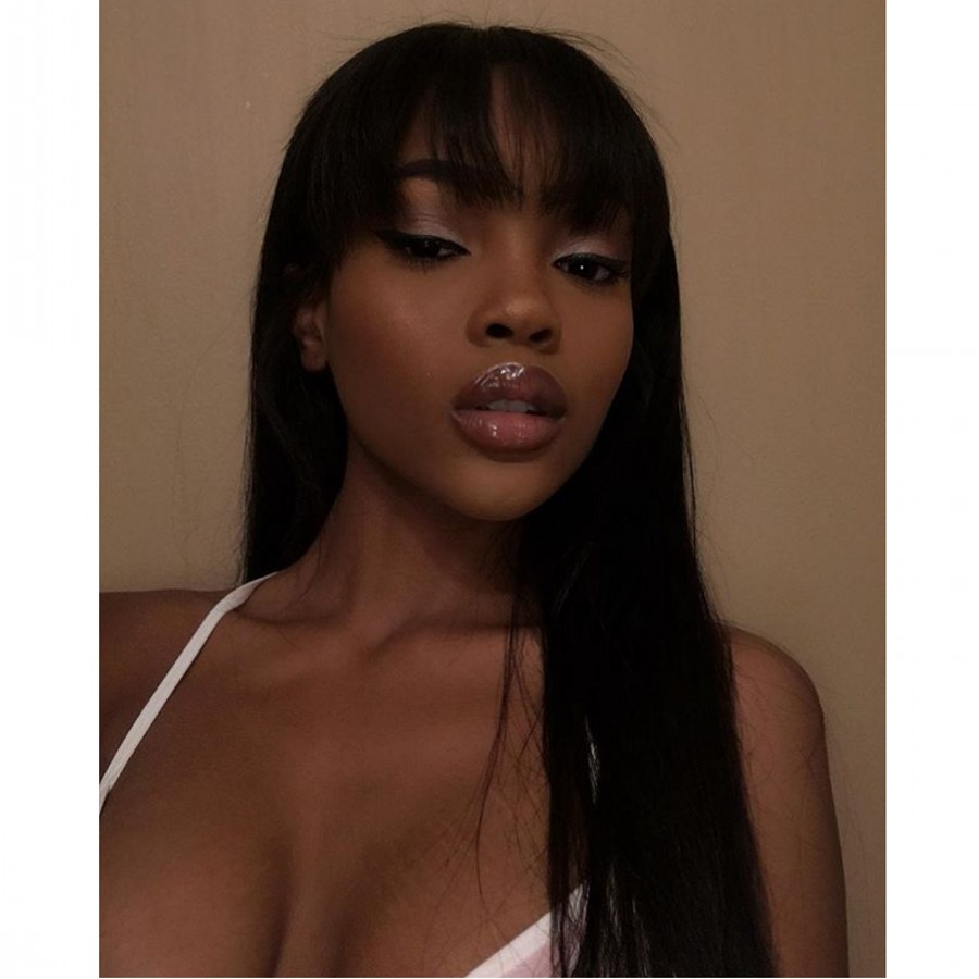 Hotselling silk straight cheaper Synthetic Wigs For Black Women Long straight Cosplay wig With Neat Bangs black/brown /blonde color