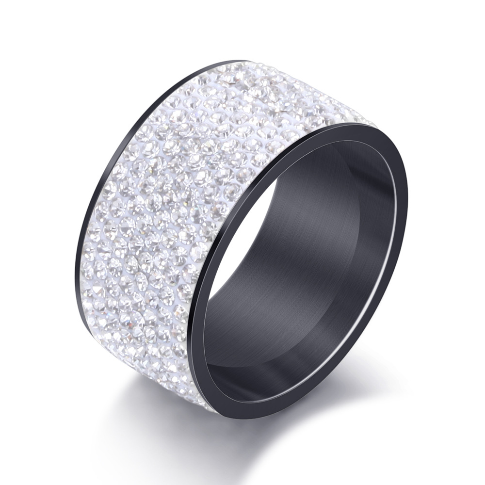 Titanium Stainless Steel Full Diamond Ring Band for Men and Women Couple 2023 New in Personalized Iced Out White Black Lovers Wedding Matching Rings G