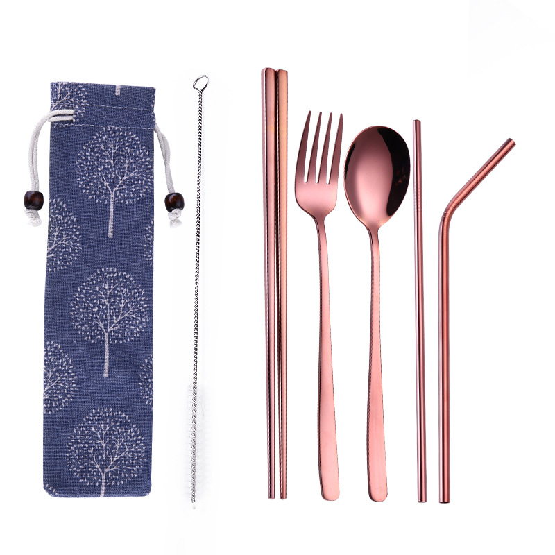 Stainless Steel Creative Titanium-Plated Environment-Friendly Portable Tableware 304 Stainless Steel Spoon Chopsticks Set Suct 
Stainless Steel Creative Titanium-Plated Environment-Friendly Portable Tableware 304 Stainless Steel Spoon Chopsticks Set Suct