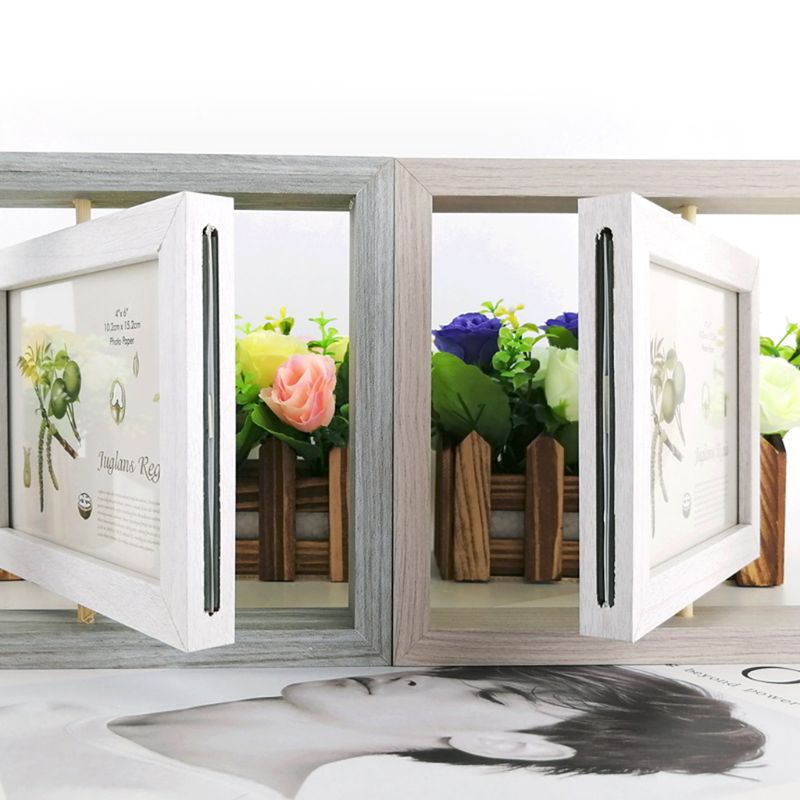 Creative Rotating Wood Photo Frame Nordic Style Pictures Poster Painting Frames Tabletop Home Decoration