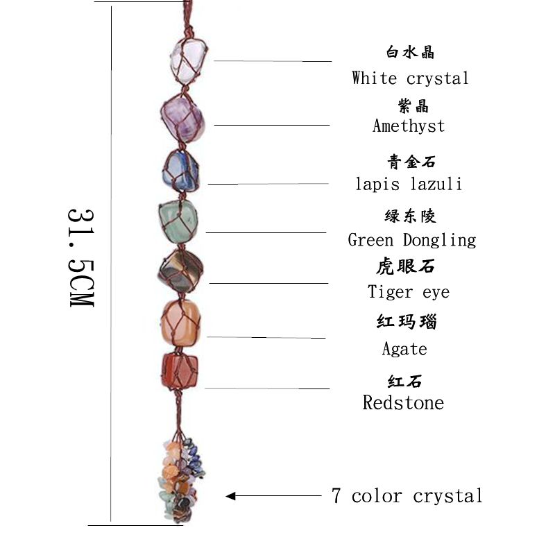 Beaded, Strands 2021 Chakra Natural Crystal Stone Car Pendant 7 Tumbled Bracelet Tassel Hanging Ornament Stones Decor Tiger Eye