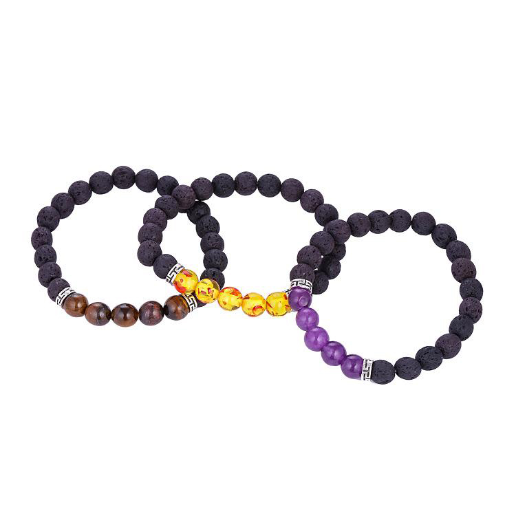 Bulk Natural Lava rock beaded Wrap bracelets Essential Oil Diffuser Stone 7 Chakra charm Bangle For women Men handmade DIY Jewelry