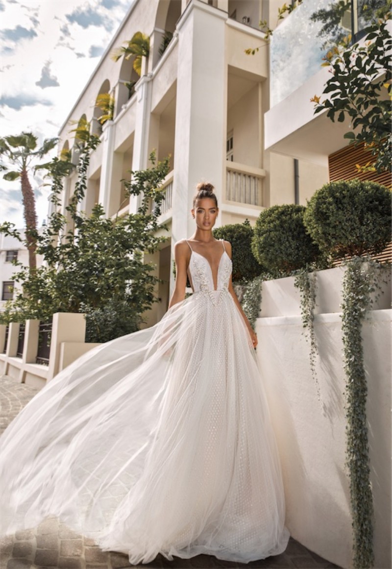 elihav sasson beach tulle wedding dresses beaded boho bohemian bridal gowns spaghetti neck backless lace wedding dress robe de marie