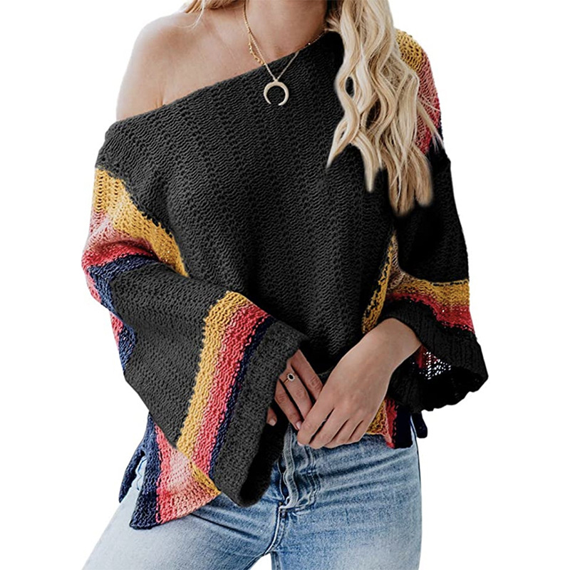 Beach Women Sweaters 2020 New Hollow Rainbow Sweater Women Loose Slash Neck Autumn Winter Sweaters CDR2241, Light gray
Beach Women Sweaters 2020 New Hollow Rainbow Sweater Women Loose Slash Neck Autumn Winter Sweaters CDR2241, Light gray